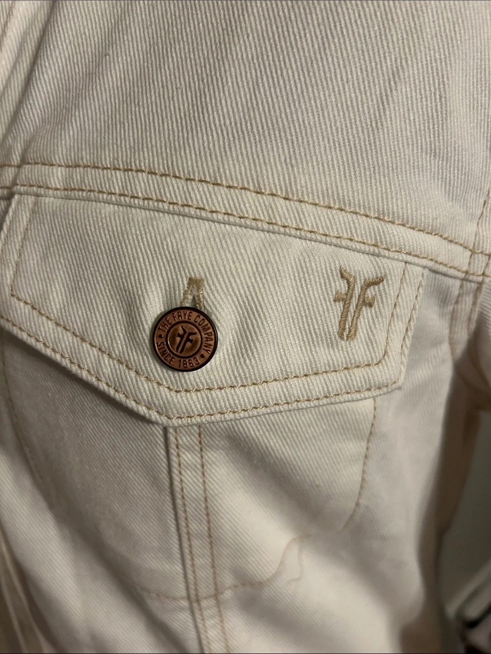 NWOT Frye Cream Button-Front Denim Shirt Jacket